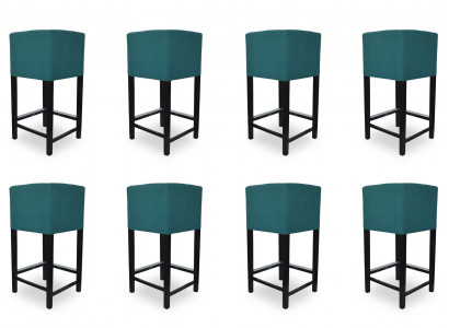 8x Barkrukken Hoek Stoel Fauteuil Stoelen Krukje Toonbank Leer Bekleed Compleet Set